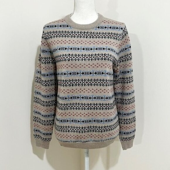 Brooks Brothers Fleece Fair Isle Merino Wool Crew Neck Sweater Women's Size L - Picture 1 of 5